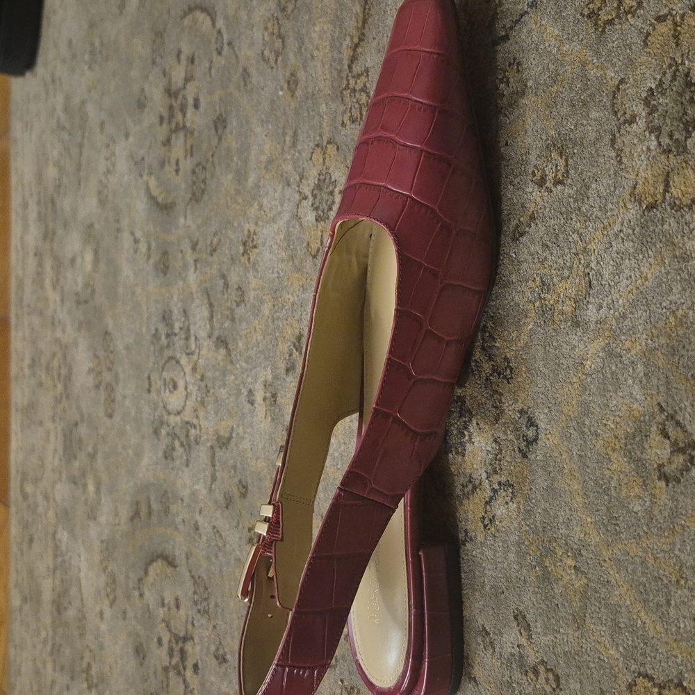 Michael Kors Burgundy Croc-Embossed Heels - Picture 5 of 7